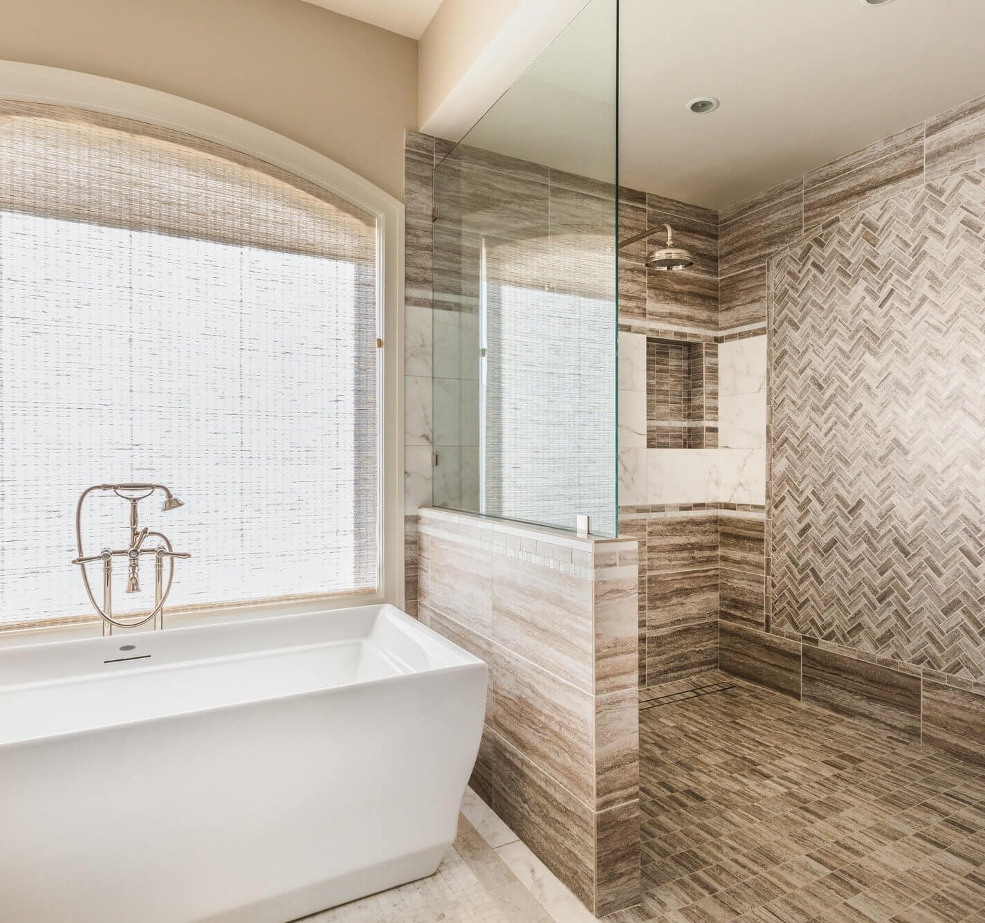 Bathroom In Luxury Home: Bathtub And Shower